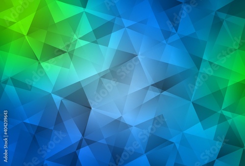 Light Blue, Green vector gradient triangles pattern.