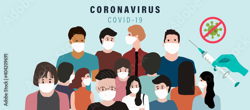 People with surgical face mask, vaccine background to prevent the spread of bacteria,coronavirus