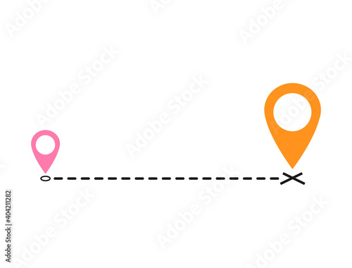 Vector icon, symbol we´ve moved announcement design image isolated on white background, straight dashed line
