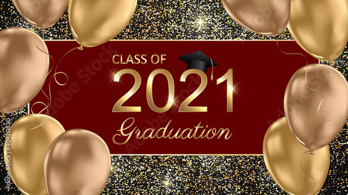 Class of 2021 graduation text design for cards, invitations or banner