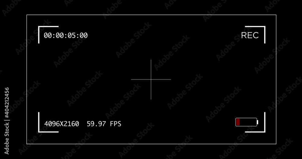 Screen monitor view finder camera camcorder display flashing battery and recording counting time