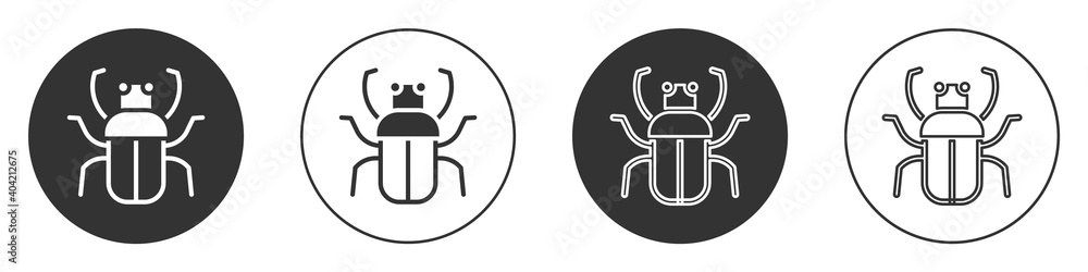 Black Stink bug icon isolated on white background. Circle button. Vector. Black Stink bug icon isolated on white background. Circle button. Vector.