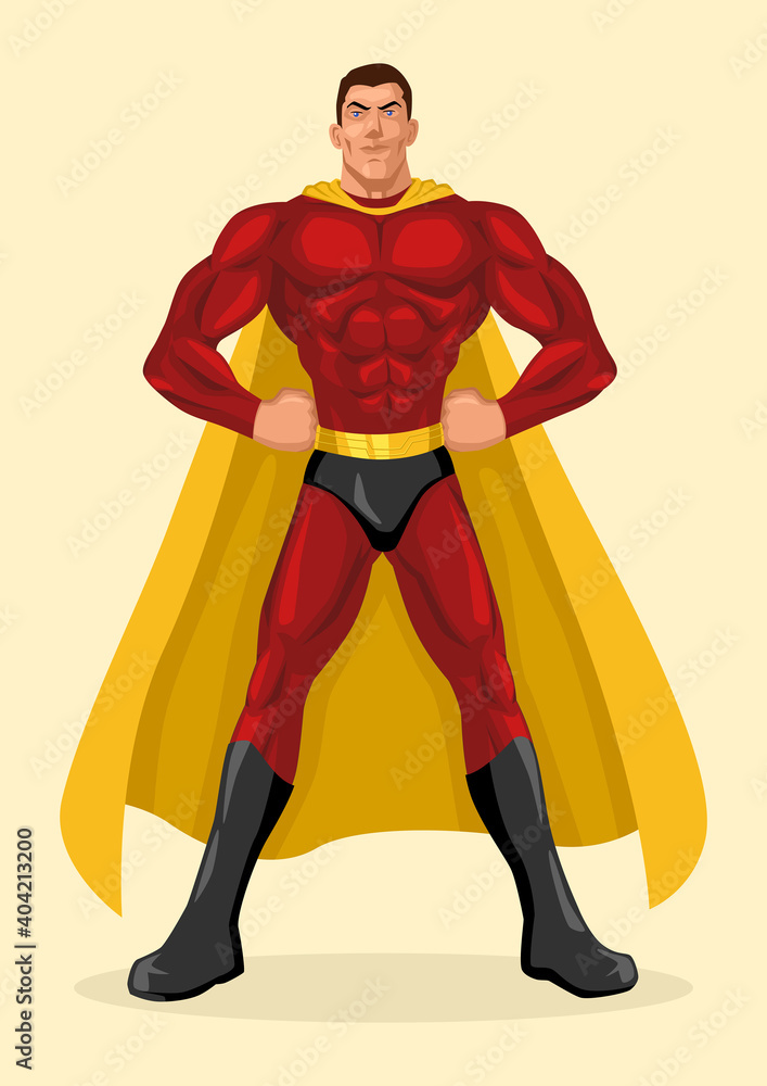 Superhero posing with hands on hips