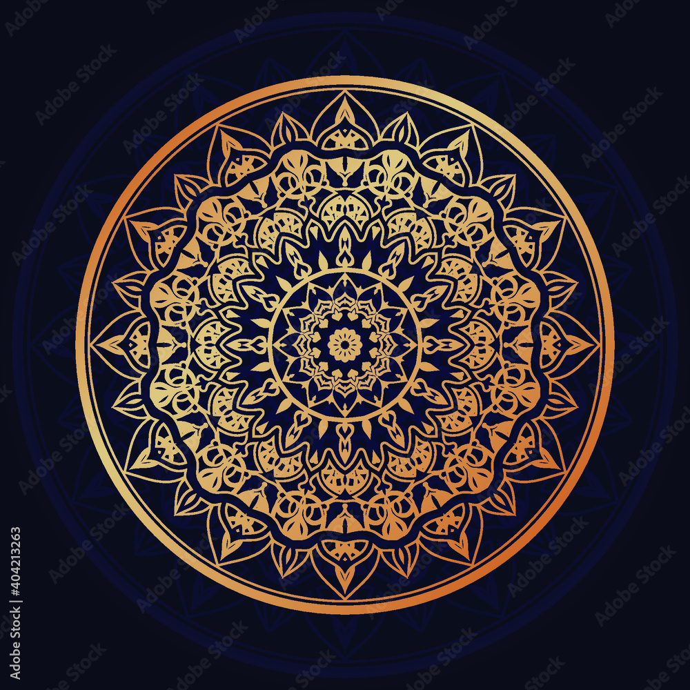 Fototapeta premium Luxury ornamental mandala background design with golden arabesque and floral corner frame Arabic islamic east style
