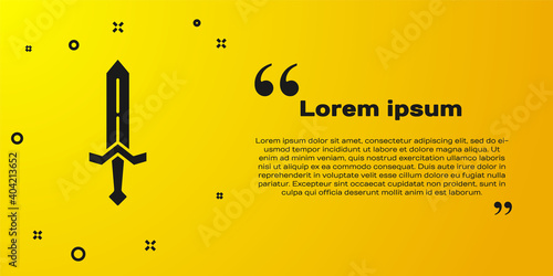 Black Medieval sword icon isolated on yellow background. Medieval weapon. Vector.