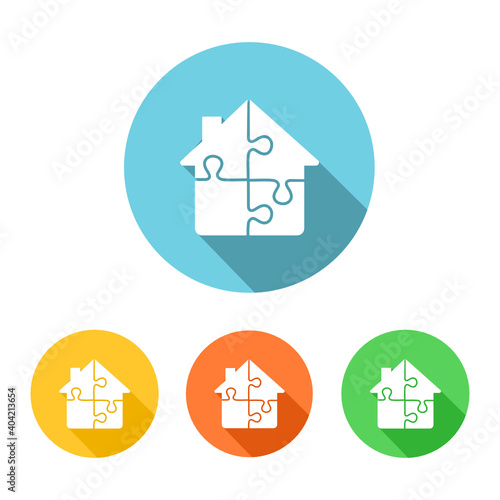set of Puzzle house on white background.