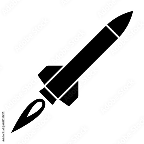 Guided missile weapon or ballistic rocket weapon with booster flat vector icon for apps and websites photo