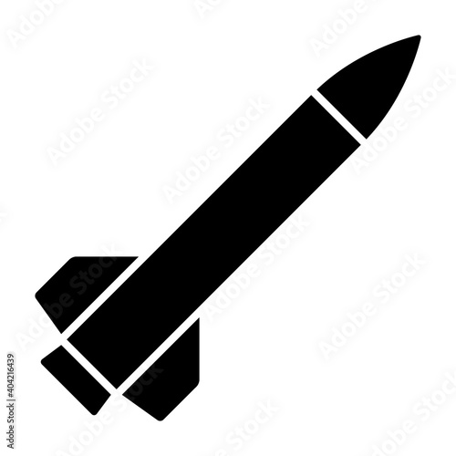 Canvas-taulu Guided missile weapon or ballistic rocket weapon flat vector icon for apps and w