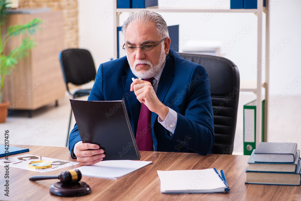 Experienced male judge sitting in the office Experienced male judge sitting in the office