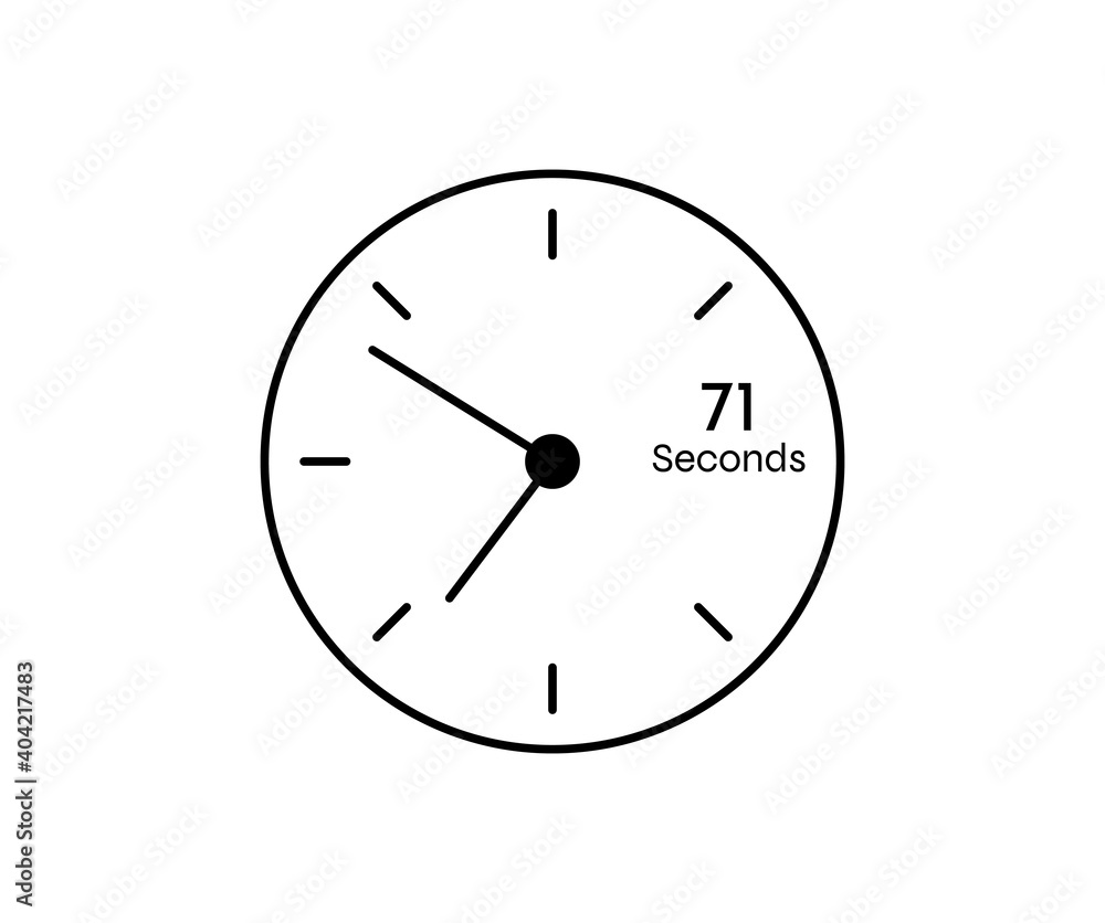 71 seconds Countdown modern Timer icon. Stopwatch and time measurement image isolated on white background 71 seconds Countdown modern Timer icon. Stopwatch and time measurement image isolated on white background