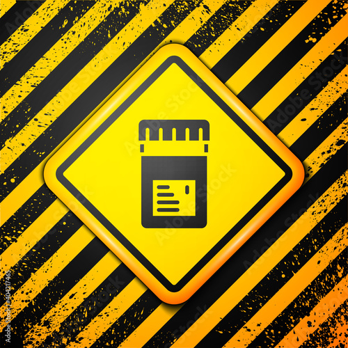 Black Biologically active additives icon isolated on yellow background. Warning sign. Vector.