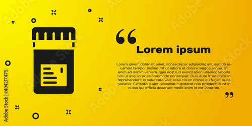 Black Biologically active additives icon isolated on yellow background. Vector.
