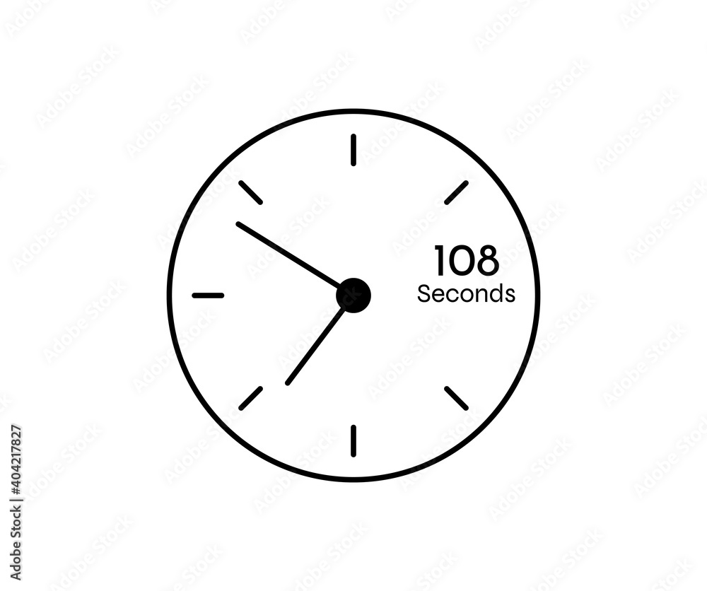 108 seconds Countdown modern Timer icon. Stopwatch and time measurement image isolated on white background 108 seconds Countdown modern Timer icon. Stopwatch and time measurement image isolated on white background