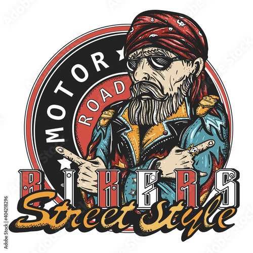 Bikers, street style slogan. Lifestyle of racers t-shirt design. Bearded biker man, rider moto sport art