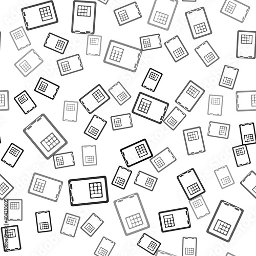 Black Safe icon isolated seamless pattern on white background. The door safe a bank vault with a combination lock. Reliable Data Protection. Vector.
