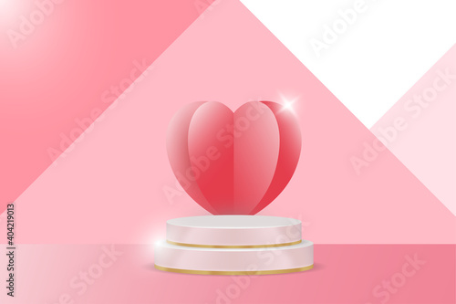 Podium Display product happy valentine's day banners, realistic style minimalist. Premium Vector © Syakir