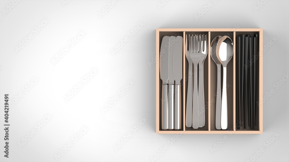 cutlery case white background one right front 3D Render cutlery case white background one right front 3D Render