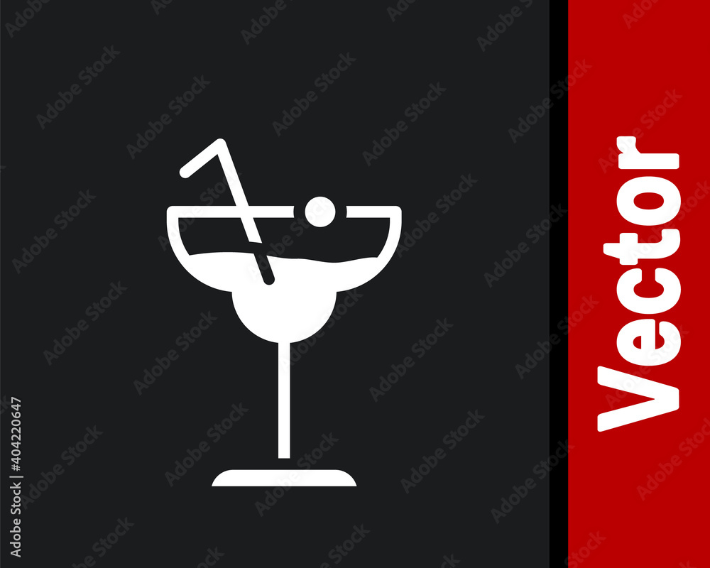White Cocktail and alcohol drink icon isolated on black background. Vector. White Cocktail and alcohol drink icon isolated on black background. Vector.