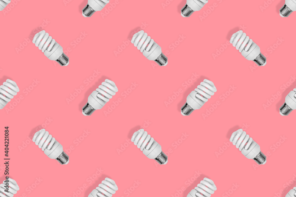 Light bulb seamless pattern. Lighting bulbs on a red background. Light bulb seamless pattern. Lighting bulbs on a red background.