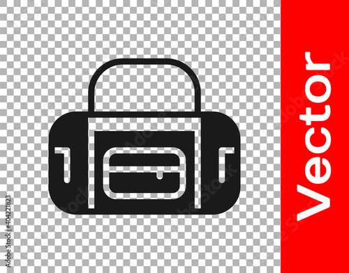 Black Sport bag icon isolated on transparent background. Vector.