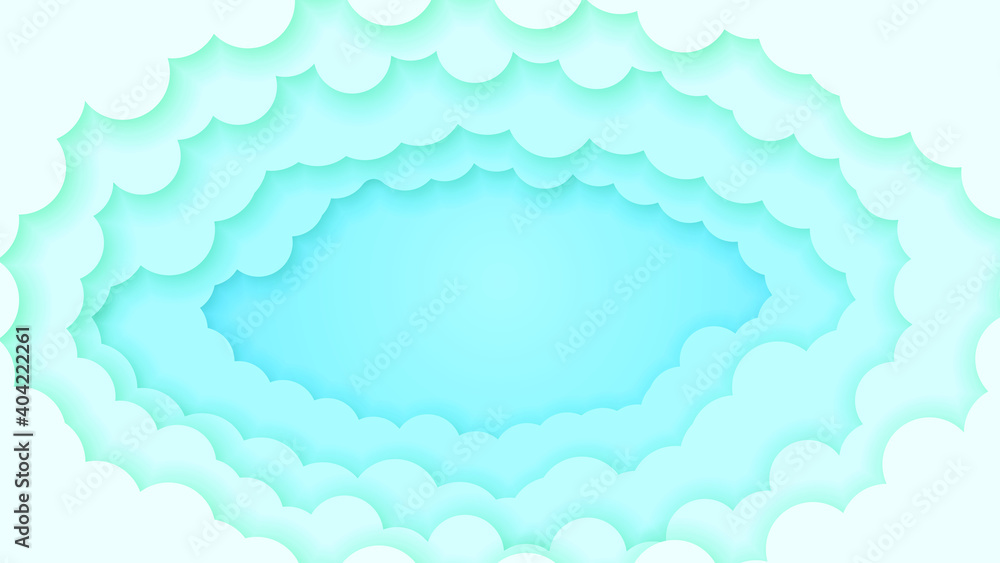 Abstract Sky Paper Cut Gradient Background With Clouds Vector Nature Abstract Sky Paper Cut Gradient Background With Clouds Vector Nature