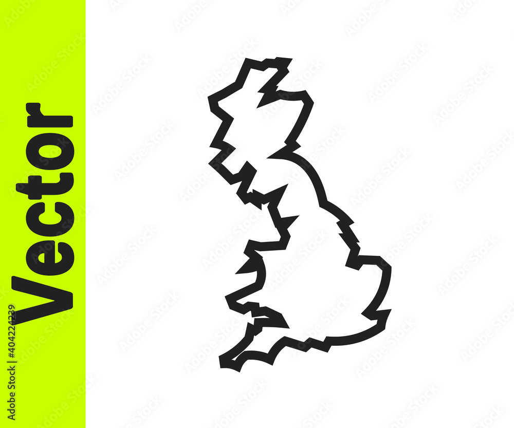 Black line England map icon isolated on white background. Vector. Black line England map icon isolated on white background. Vector.