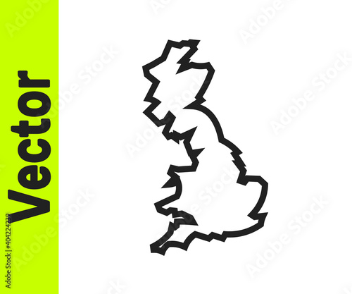 Black line England map icon isolated on white background. Vector.