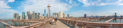 Panoramic View Brooklyn Bridge and Manhattan Skyline New York City © pixs:sell