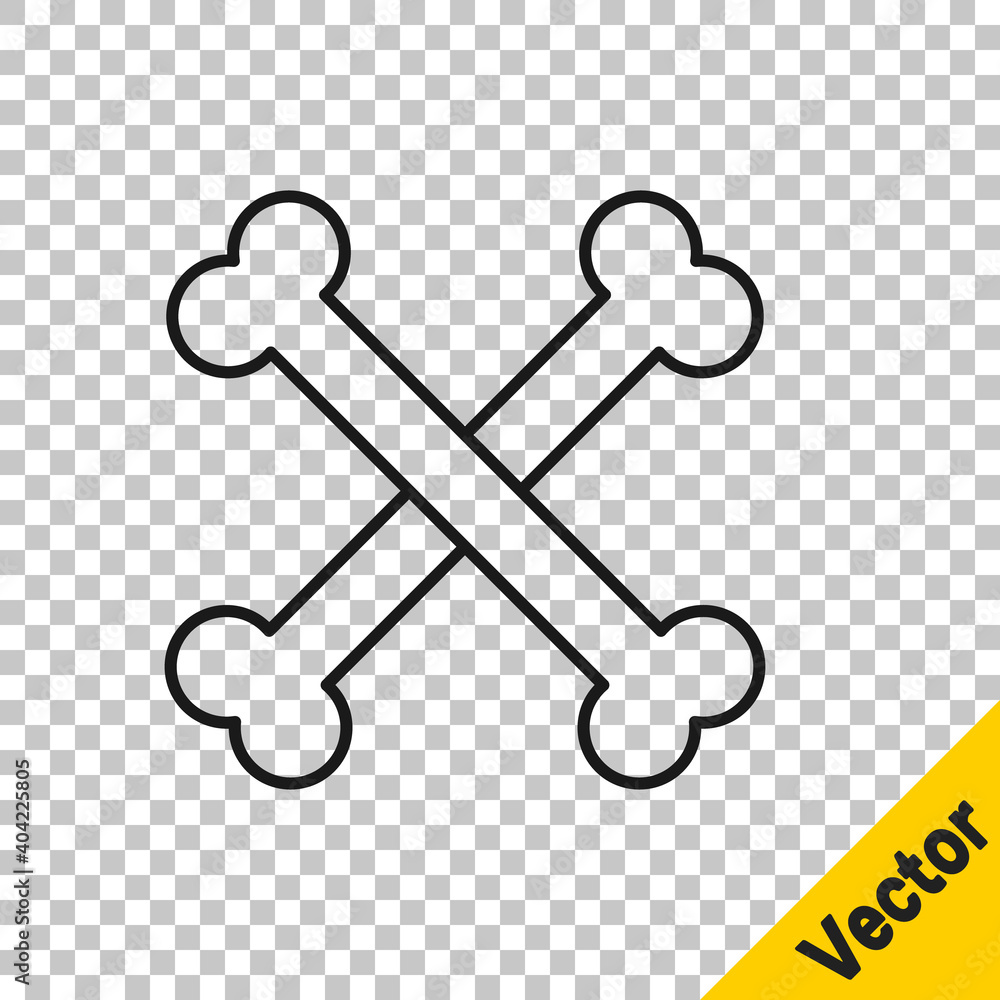 Black line Crossed human bones icon isolated on transparent background. Vector. Black line Crossed human bones icon isolated on transparent background. Vector.