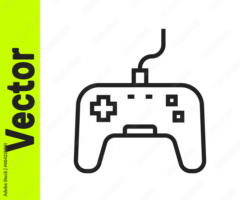 Black line Gamepad icon isolated on white background. Game controller. Vector. Black line Gamepad icon isolated on white background. Game controller. Vector.
