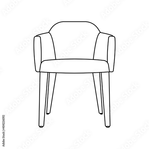 Armchair Outline Flat Isolated on White