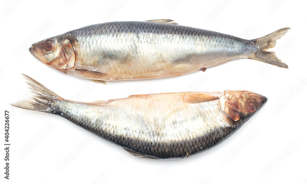 Two herring isolated on a white background. Two herring isolated on a white background.