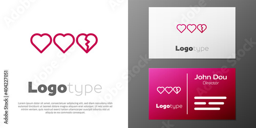 Logotype line Hearts for game icon isolated on white background. Logo design template element. Vector.