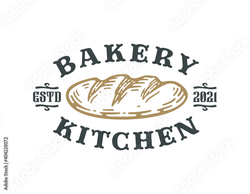 logo badge of bread isolated on white background. bakery kitchen label