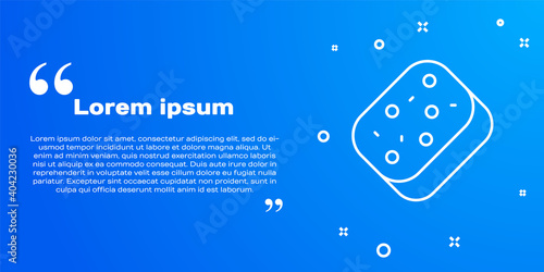 White line Sponge with bubbles icon isolated on blue background. Wisp of bast for washing dishes. Cleaning service logo. Vector.
