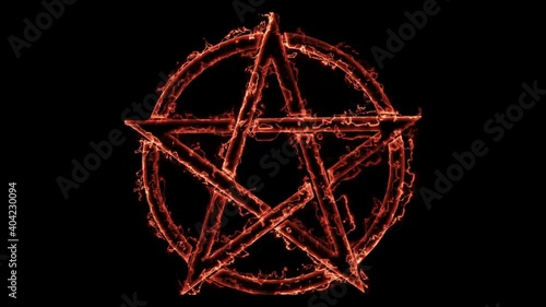 Pentagram isolated vector occultism symbol star in circle. Pentacle fire effect, star amulet pentagram, amulet talisman pentacle. Symbol talisman, pentacle esoteric, talisman esoteric, animation 4k. photo