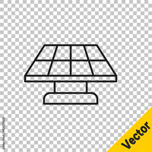 Black line Solar energy panel icon isolated on transparent background. Vector.