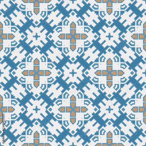 Creative trendy color abstract geometric pattern in white blue orange , vector seamless, can be used for printing onto fabric, interior, design, textile. Home decor, interior design, tile design. 
