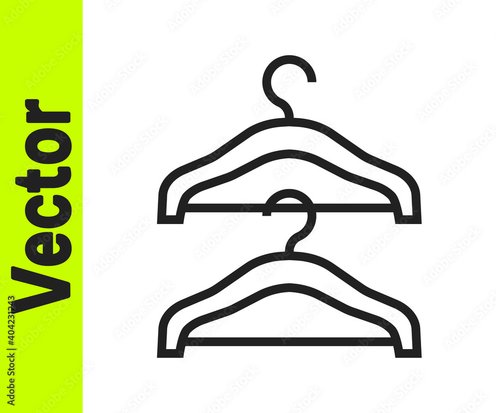 Black line Hanger wardrobe icon isolated on white background. Cloakroom icon. Clothes service symbol. Laundry hanger sign. Vector. Black line Hanger wardrobe icon isolated on white background. Cloakroom icon. Clothes service symbol. Laundry hanger sign. Vector.