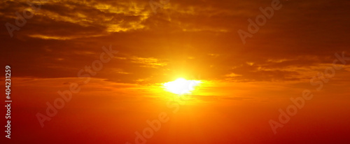 Amazing summer sunrise background. Wide photo.