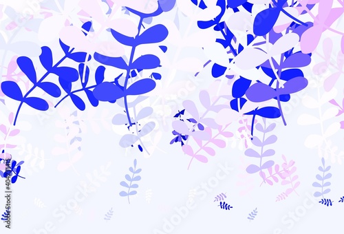 Light Pink  Blue vector elegant template with leaves.
