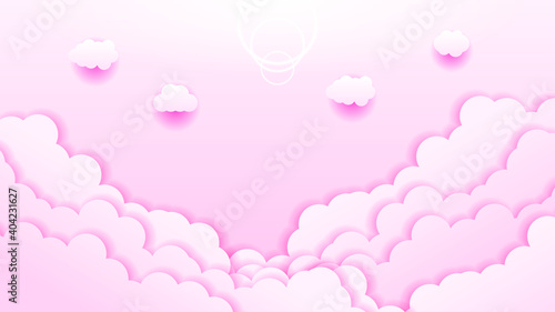 Abstract Sky Paper Cut Gradient Background With Clouds Vector Nature