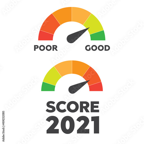 Credit score indicators. Gauges vector set