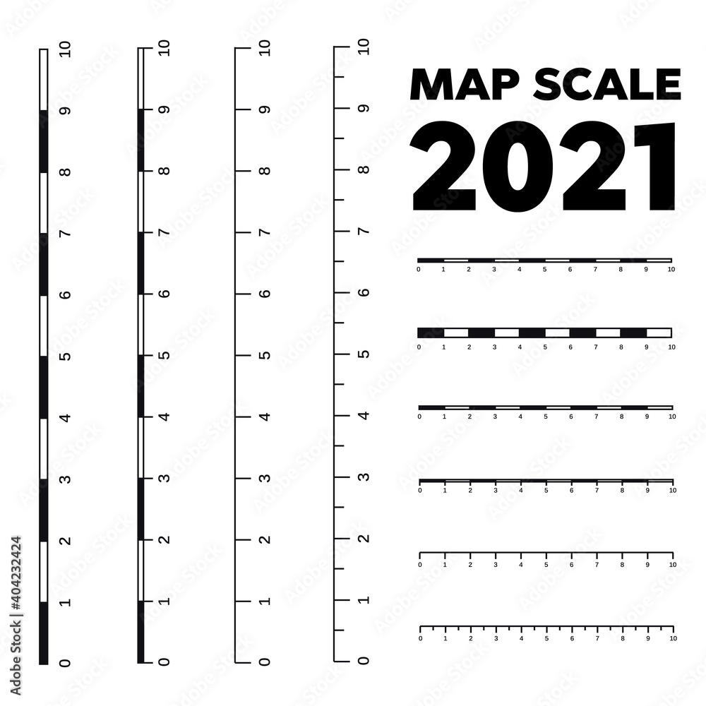 Map scales graphics for measuring distances. Scale measure map vector ...