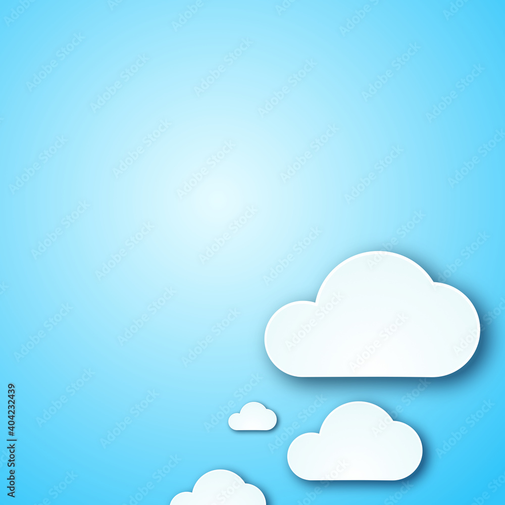 vector paper of white cloud on clear blue sky with copy space for web, internet, or copy space, blank concept in business nature travel presentation