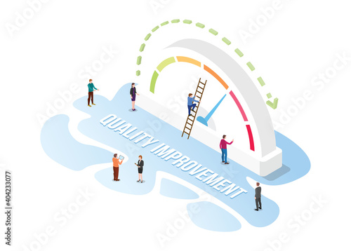 quality improvement increase concept with modern isometric or 3d style