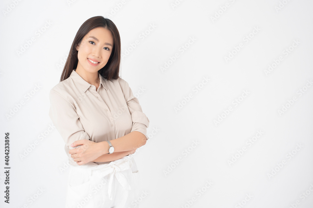 Attractive Asian woman portrait on white background Attractive Asian woman portrait on white background