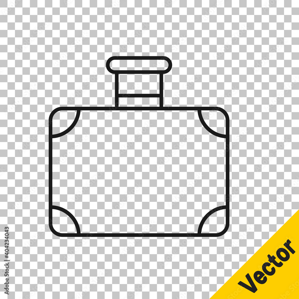 Black line Suitcase for travel icon isolated on transparent background. Traveling baggage sign. Travel luggage icon. Vector. Black line Suitcase for travel icon isolated on transparent background. Traveling baggage sign. Travel luggage icon. Vector.
