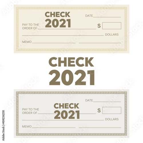 Blank check template. Check vector template. Banking check template