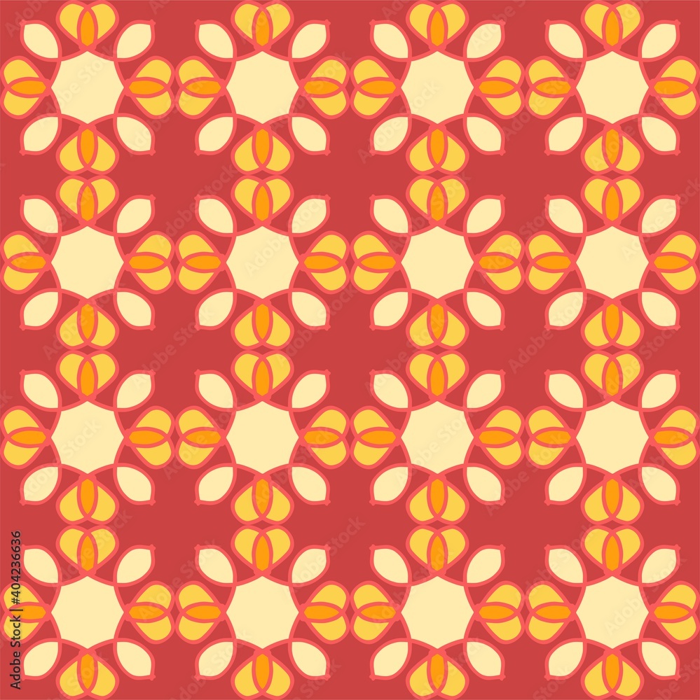 yellow red mandala floral creative seamless design background
